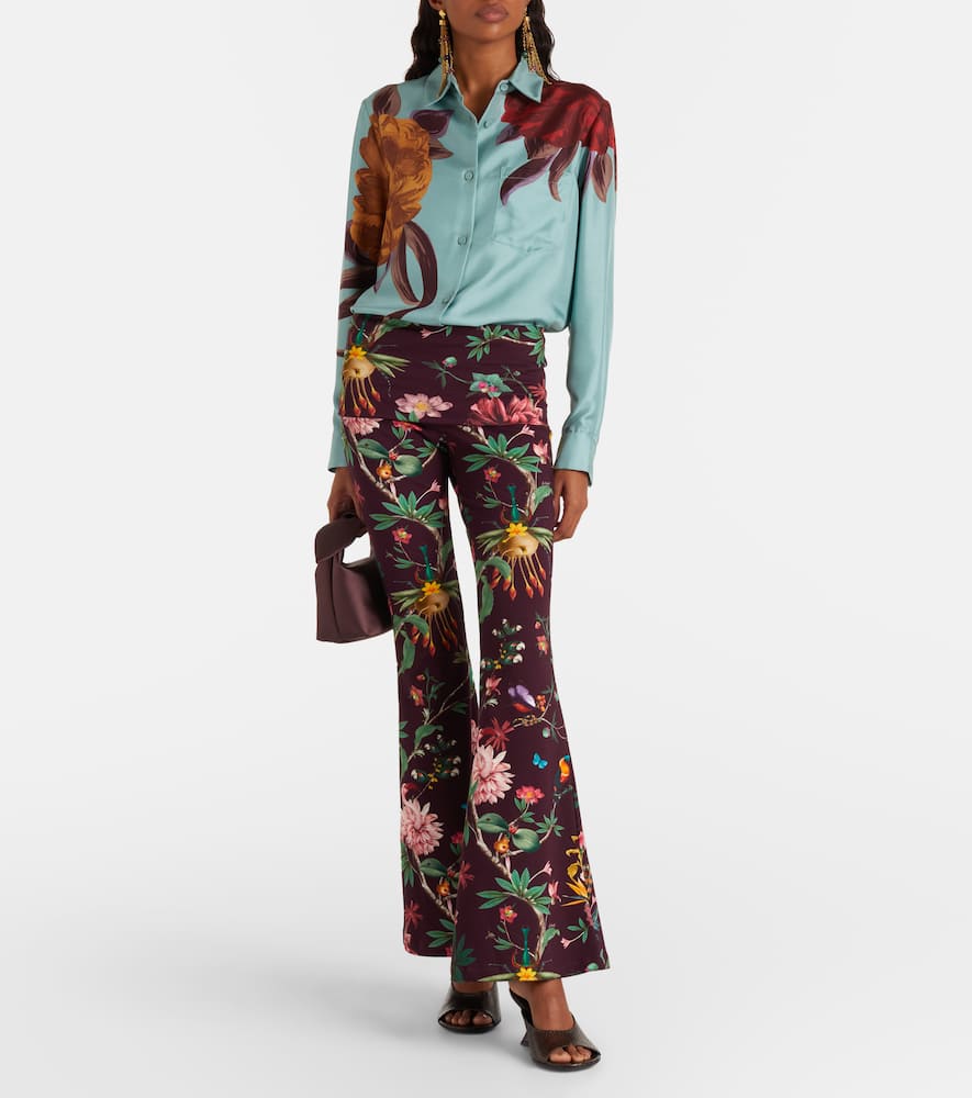Meditation floral cotton-blend flared pants