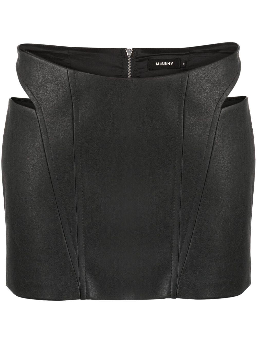Faux-leather cut-out miniskirt - Black