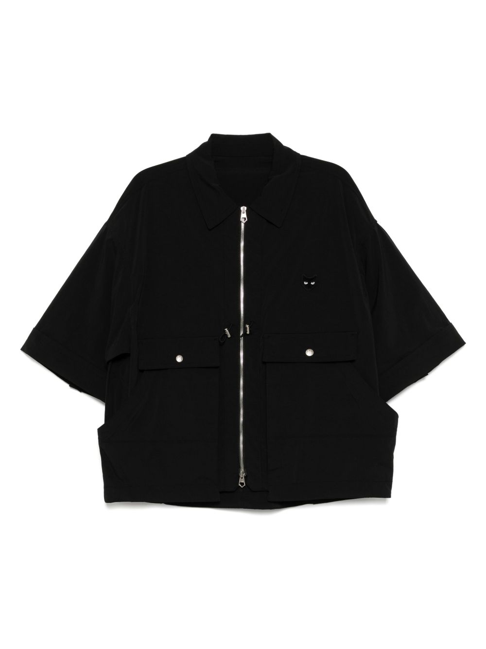 Multi pocket half jumper jacket - Black