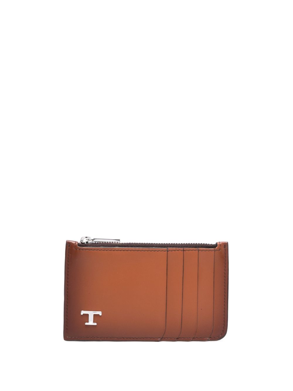 Logo-plaque leather card holder - Brown