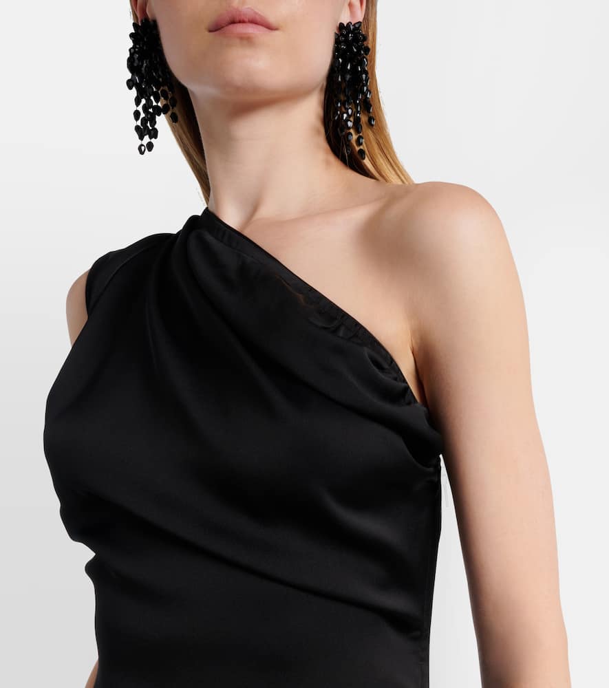 Andreas draped one-shoulder satin gown