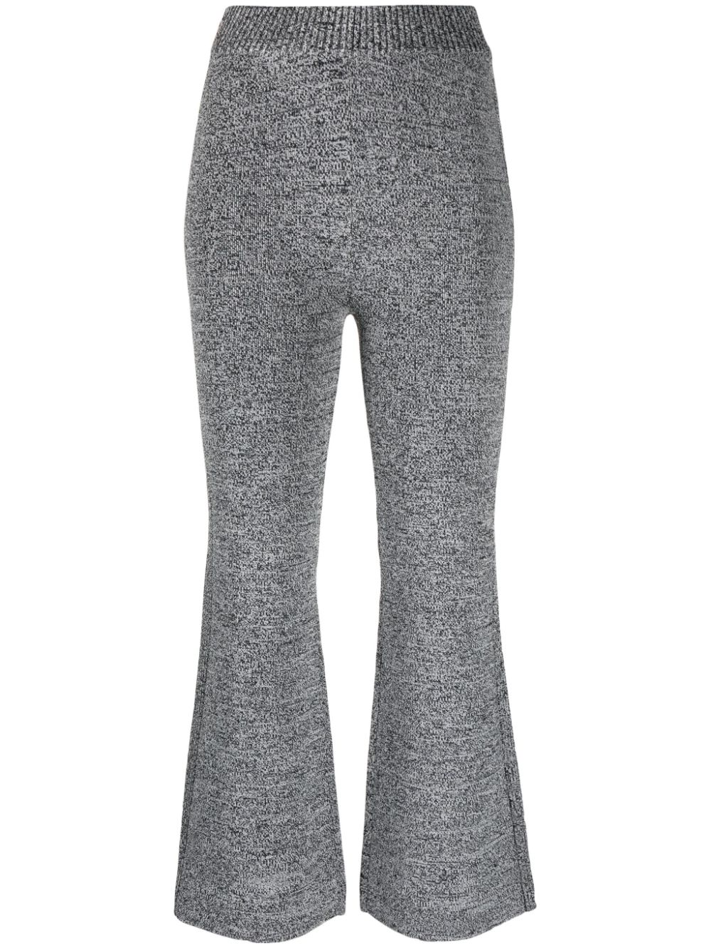 Mélange cropped flared trousers - Black