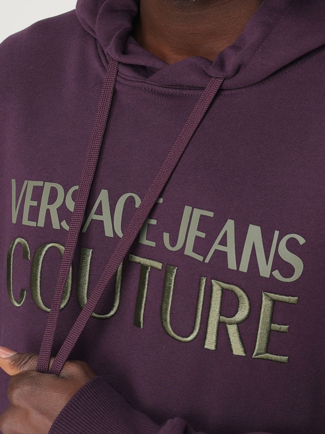 Logo-embroidered cotton hoodie - Black