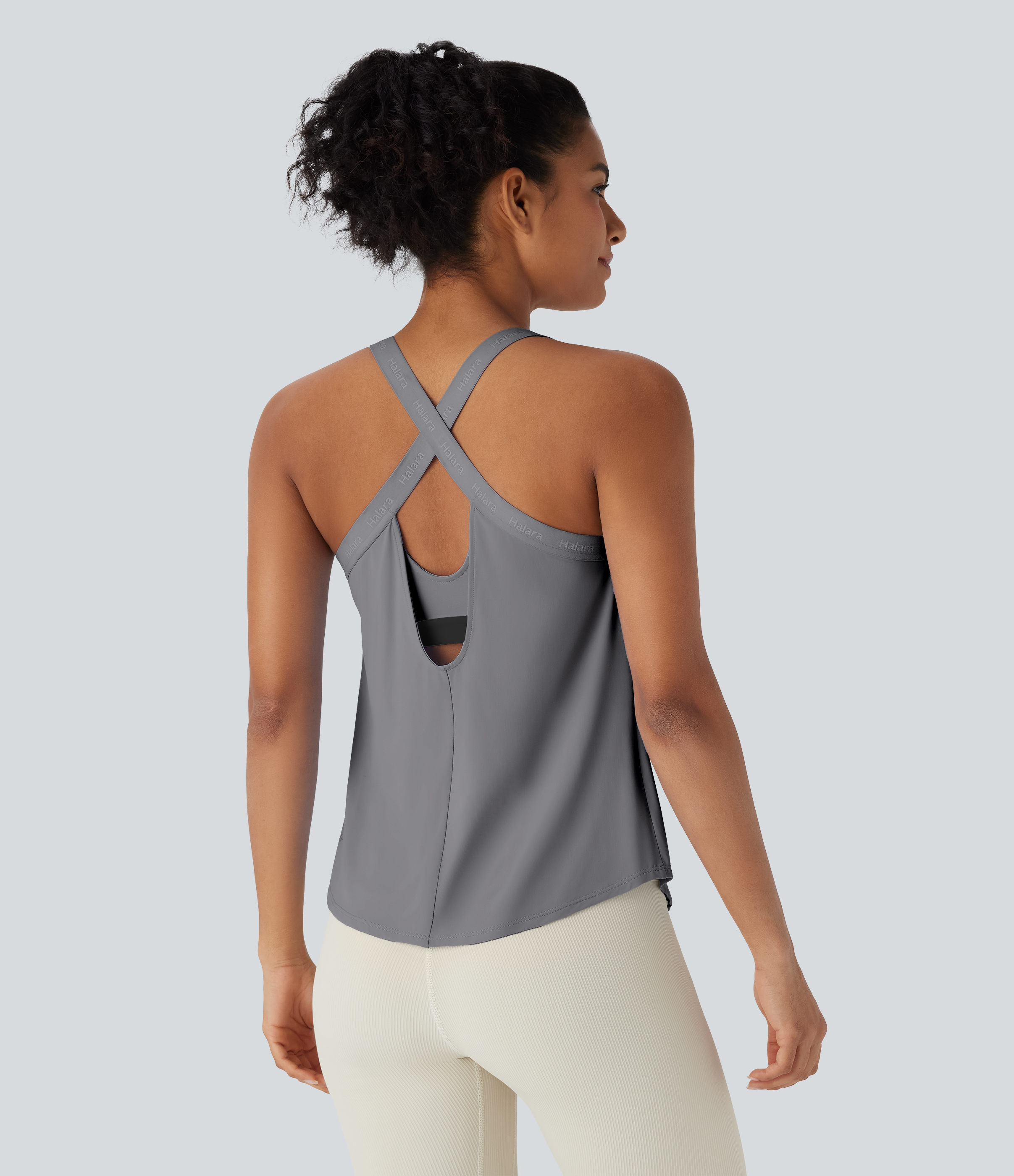 U Neck Curved Hem Cool Touch Yoga Tank Top-UPF50+ Tank Top - Night Owl