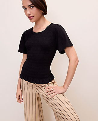 Ann Taylor Smocked Ruffle Top
