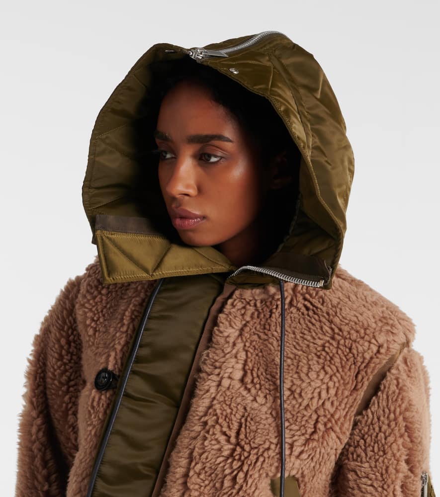 Twill-trimmed faux fur jacket