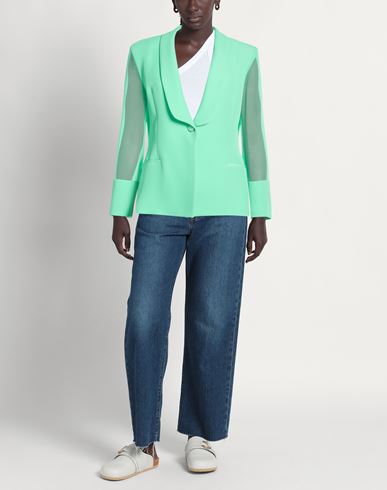 Woman Blazer Green Size 6 Polyester, Elastane