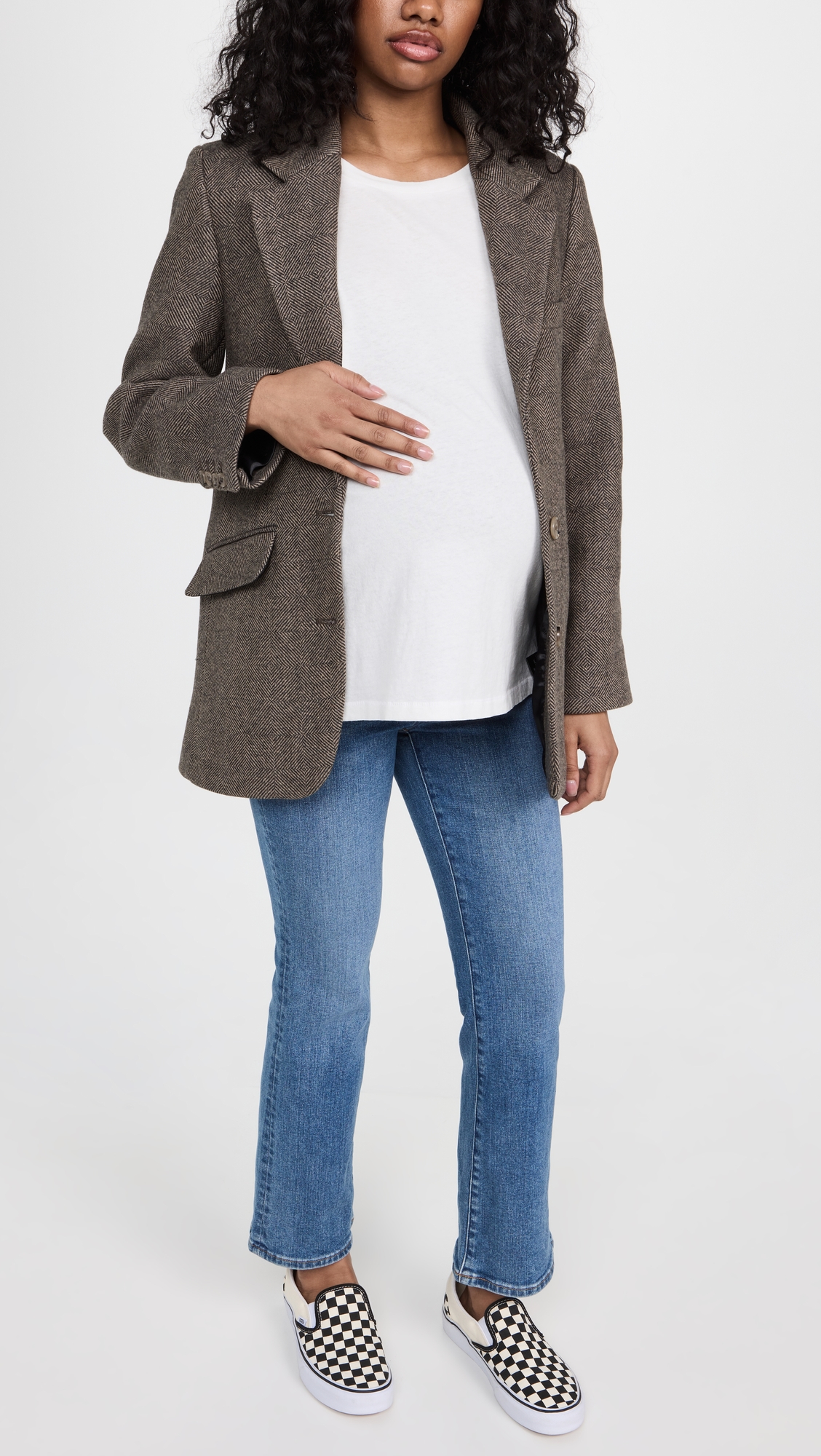 Maternity Over-the-Belly Kick Out Crop Jeans in Cherryville Wash Medium Indigo