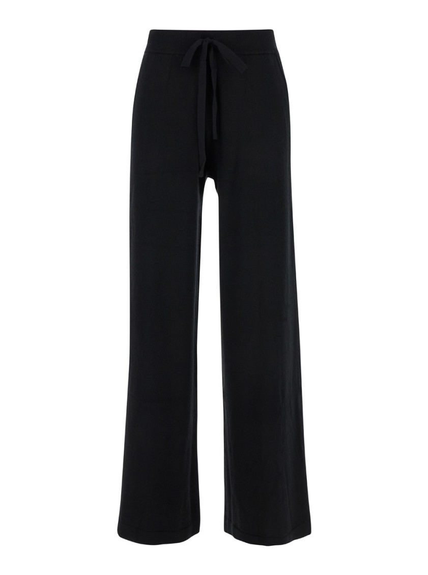 Black Relaxed Pants With Drawstring In Fabric Woman