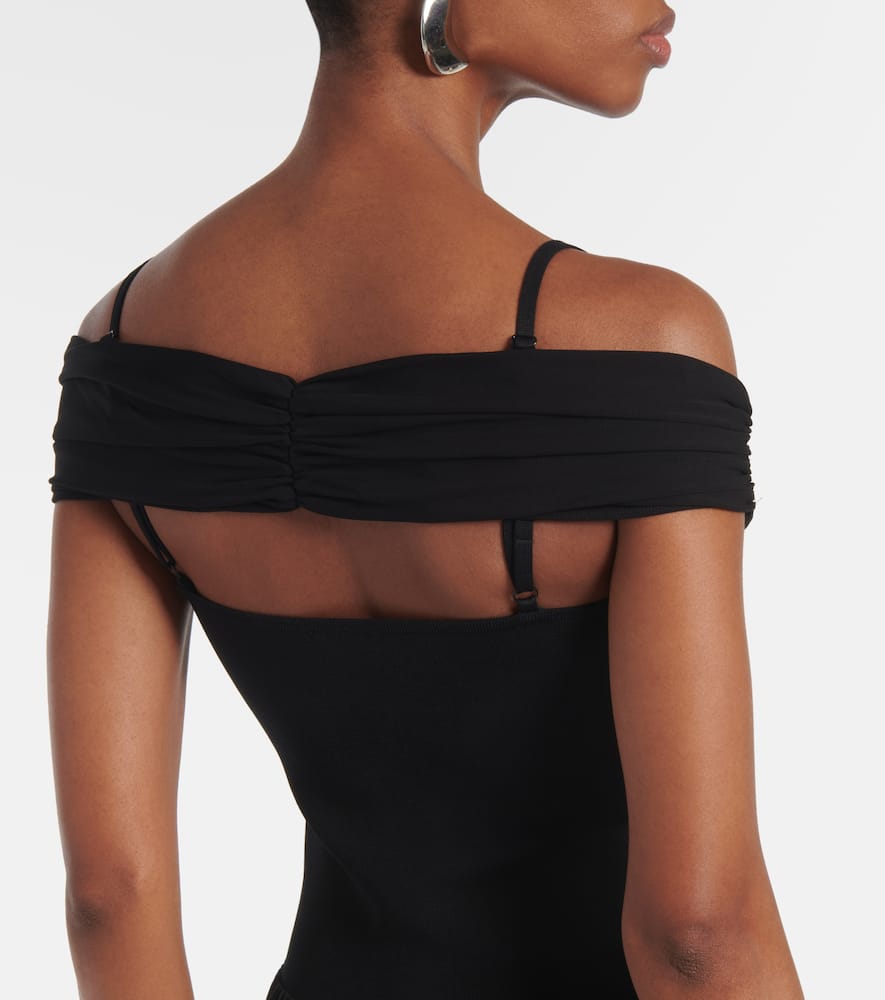 Amarantha off-shoulder draped jersey maxi dress