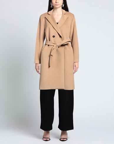 Woman Coat Camel Size 14 Polyester, Viscose, Elastane