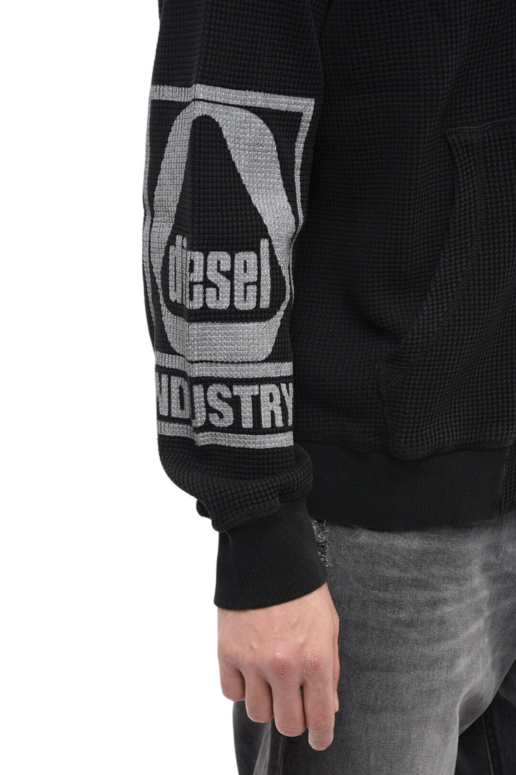 Black Knitted Zip Up Hoodie