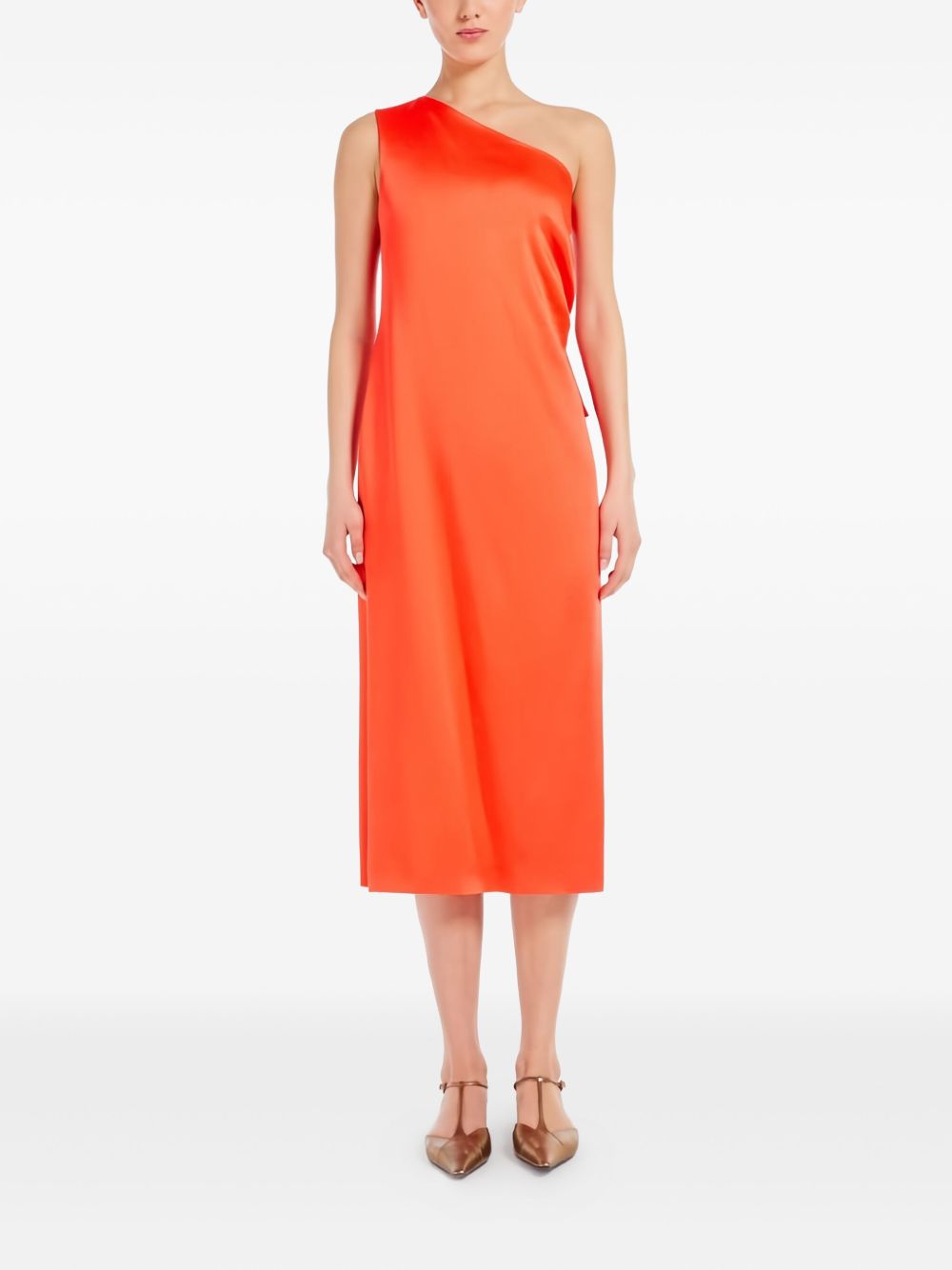 One-shoulder midi dress - Orange