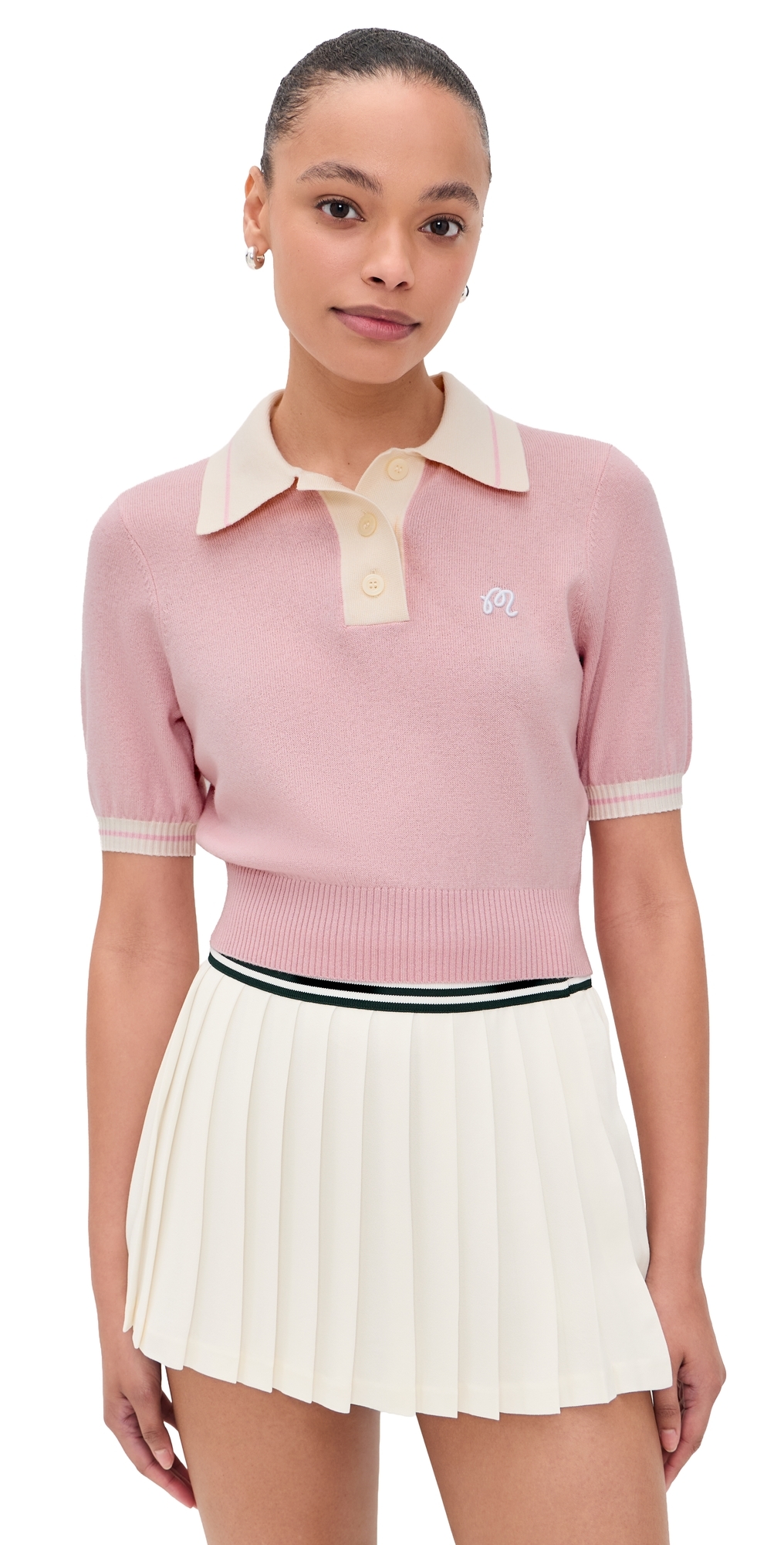 Mikayla Wool Knit Polo Pull Over Dusty Rose