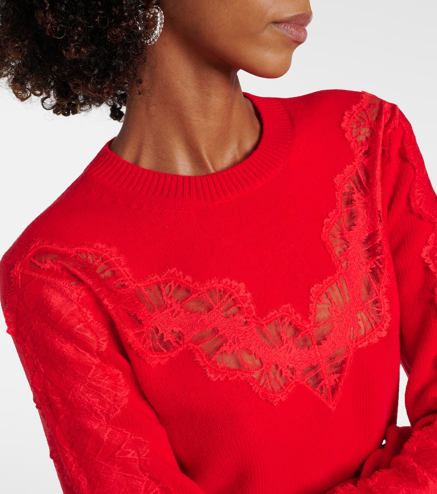 Lace-trimmed wool sweater