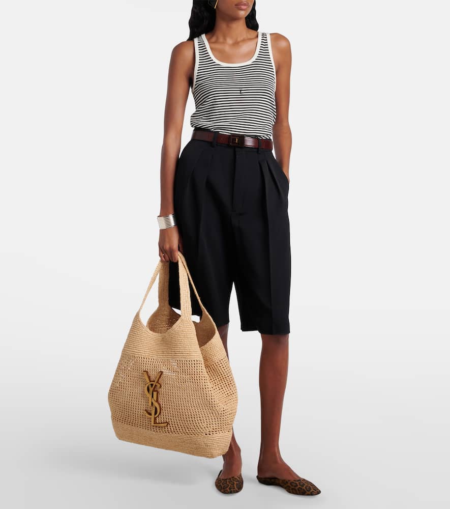 Saint Laurent Icare crochet raffia shopping bag