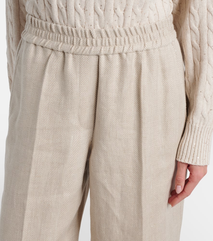 Linen and cotton wide-leg pants