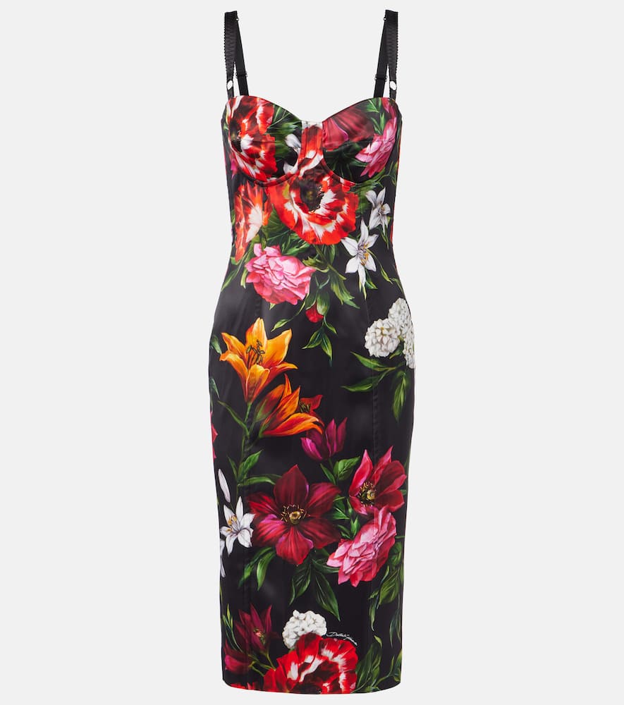 Floral satin midi dress
