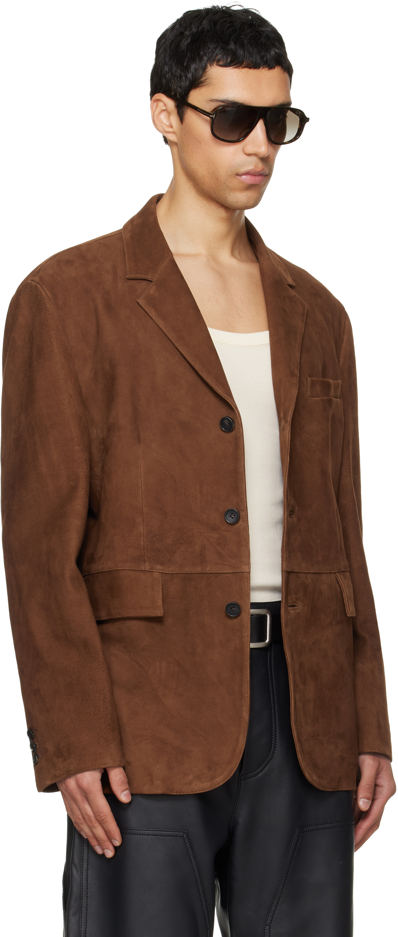 Brown Tailored Suede Blazer