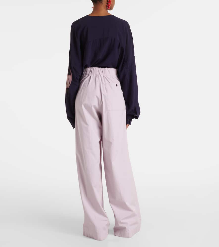 High-rise cotton wide-leg pants