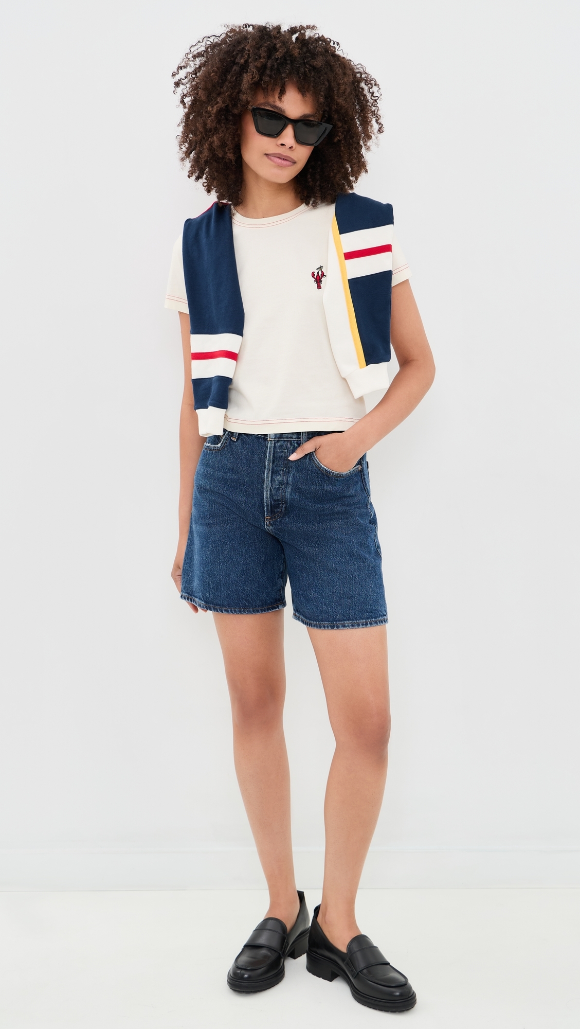 Lobster Embroidery Graphic Tee Cream