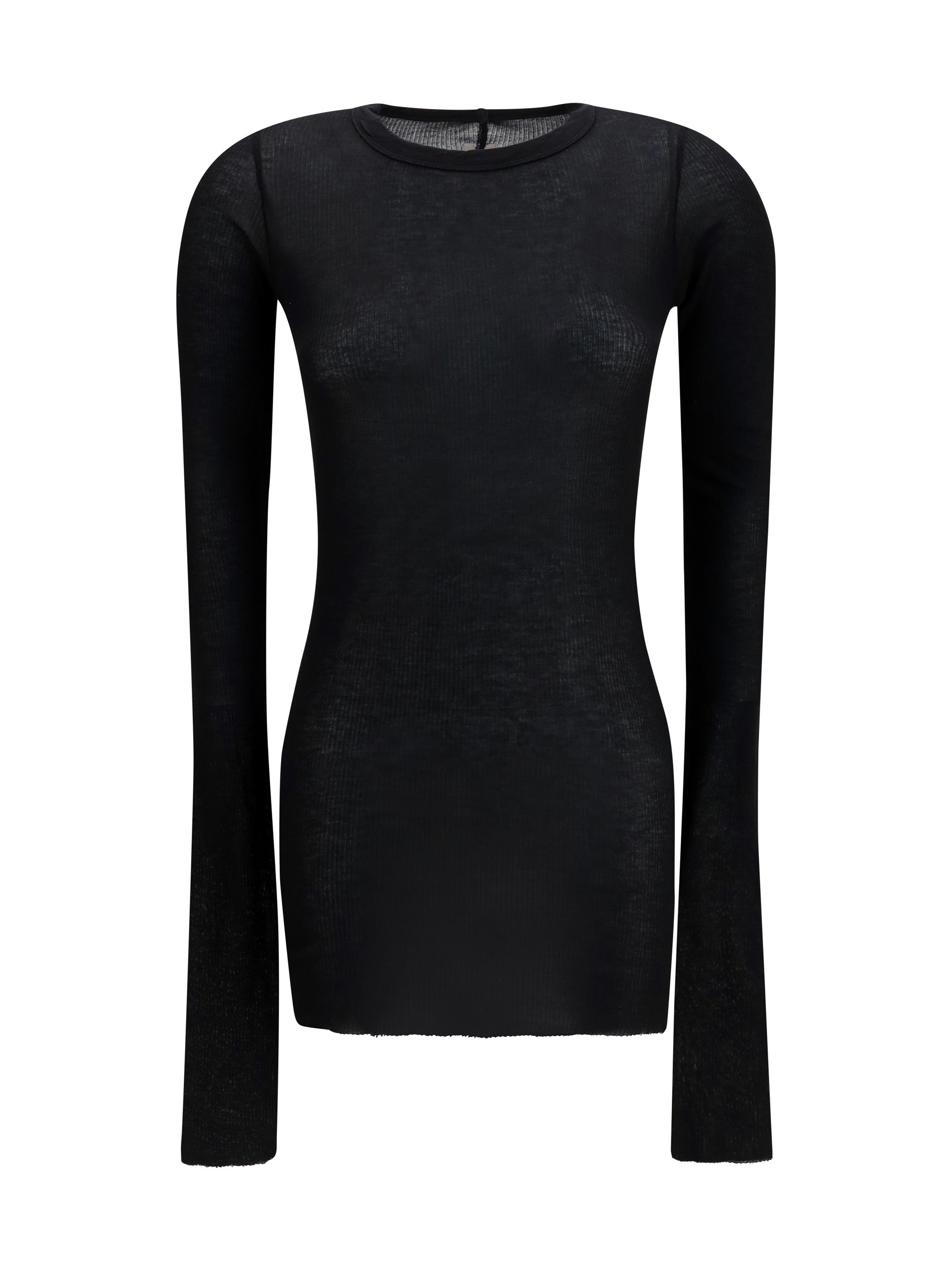 Ribbed Viscose-Silk Knit Sweater — Black