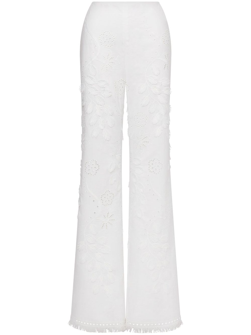 Embroidered palazzo pants - White
