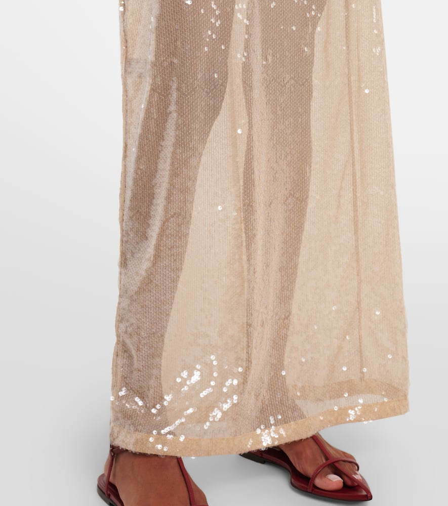 Sequined sheer maxi dress
