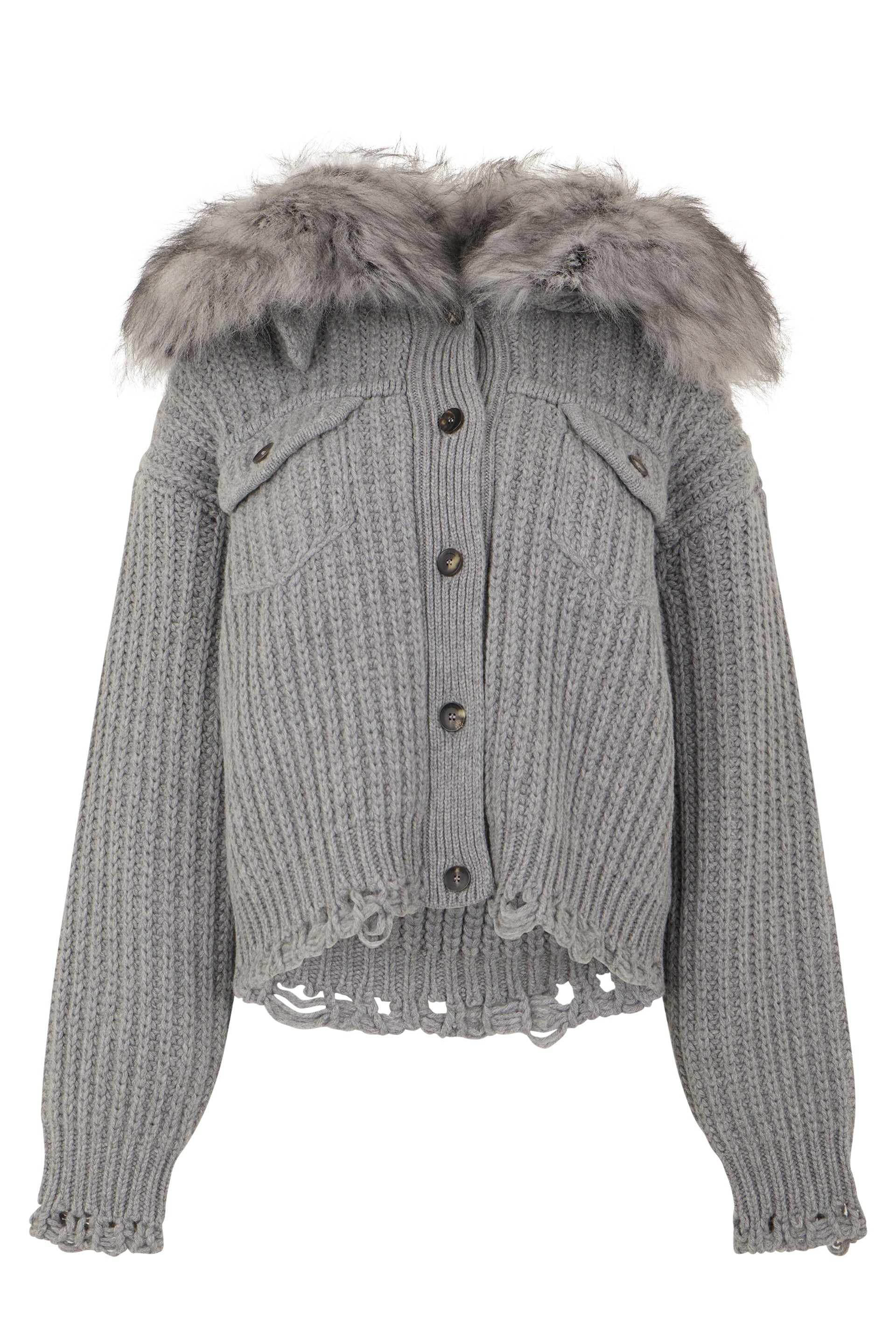 Elegant Cardigan with Fur Collar for Women