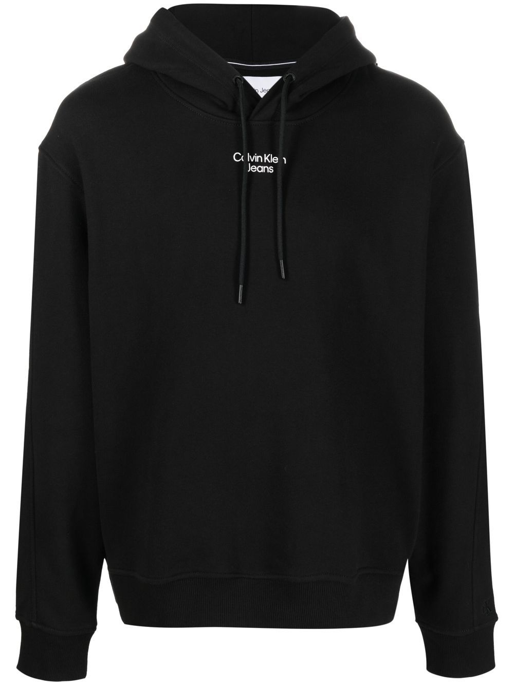 Logo-print drawstring hoodie - Black