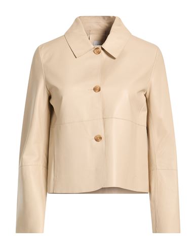 Woman Jacket Cream Size 6 Leather