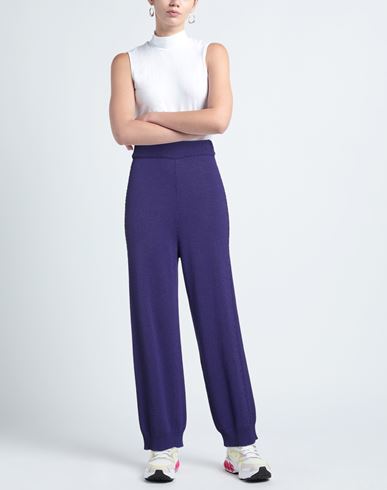 Woman Pants Purple Size 16 Merino Wool, Viscose, Polyamide, Cashmere