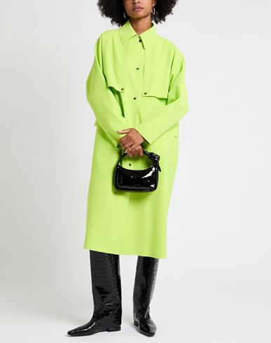 Woman Overcoat & Trench Coat Lime green Size 8 Polyamide, Elastane