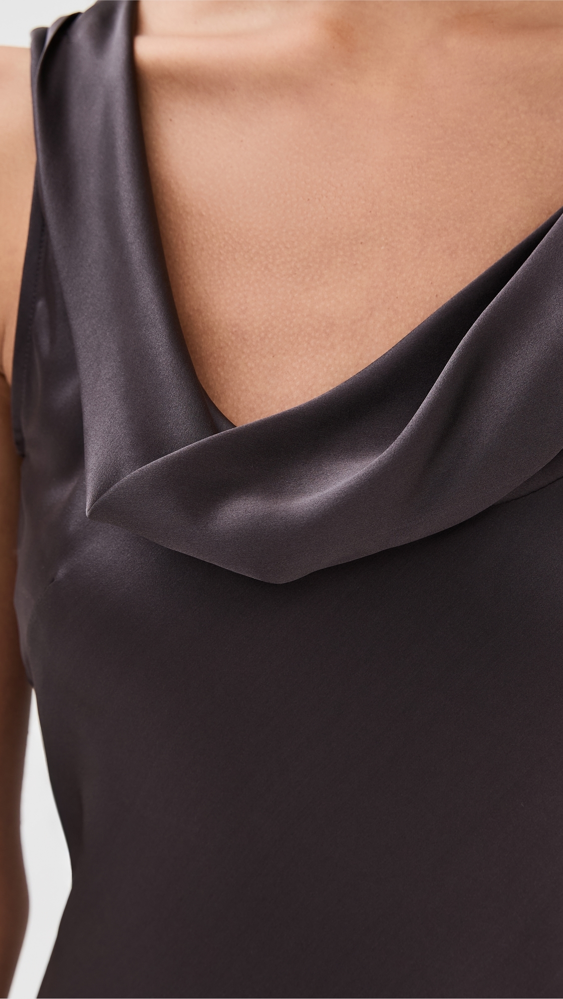 Silk Satin Tunic Dress Graphite Grey