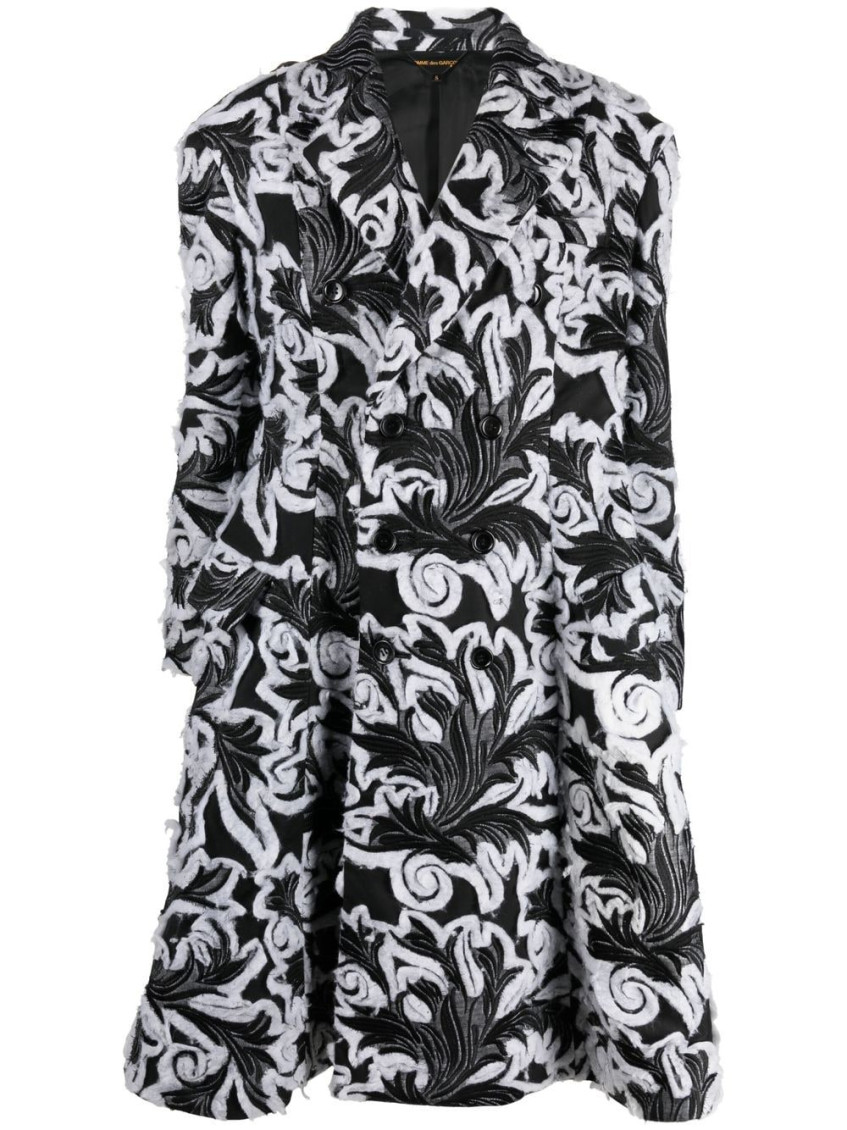 Black Double-breasted Damask Coat