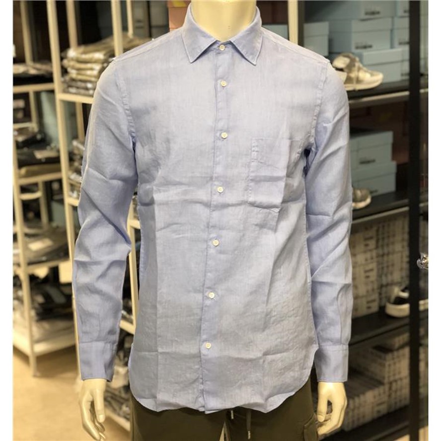 Linen shirt with patch pocket