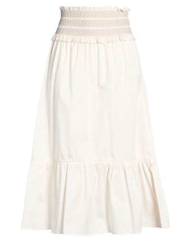 Woman Midi skirt Ivory Size 2 Cotton, Elastane