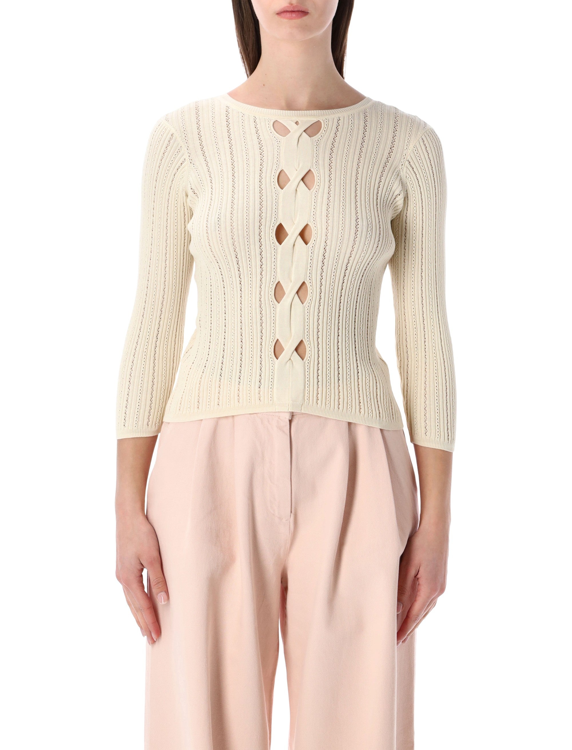 Reversible Rib-Knit Jumper for Women - 3/4-Length Sleeves