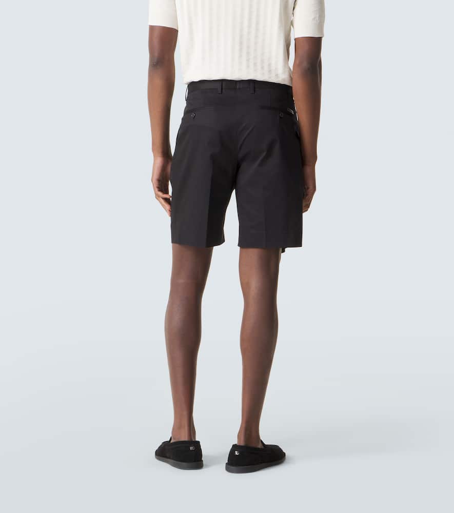 Pleated cotton-blend Bermuda shorts
