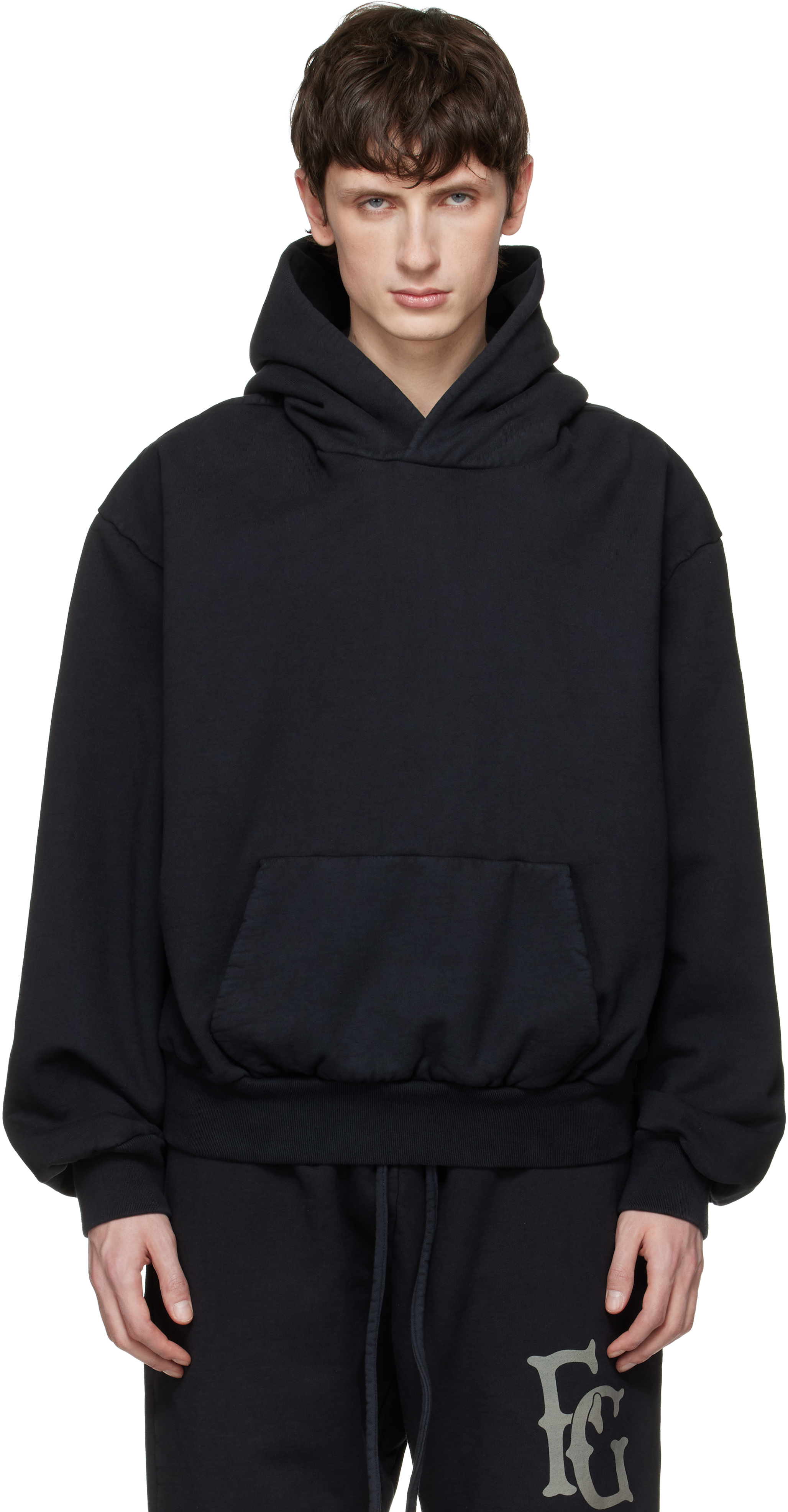 Black Sunfaded Classic Half Raglan Pocket Hoodie