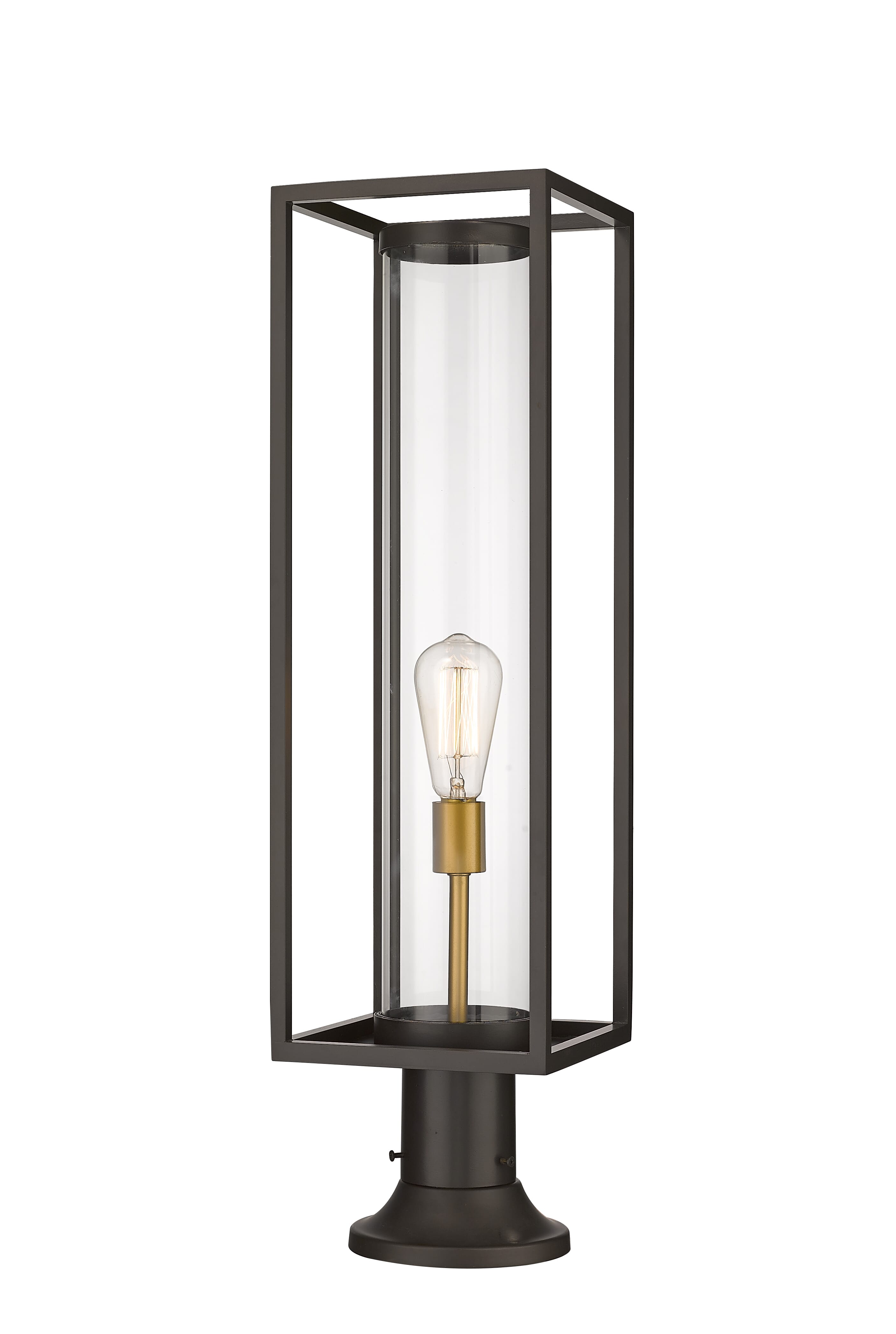 Dunbroch 1-Light Outdoor Pier Mounted Fixture Light In Deep Bronze With Outdoor Bra
