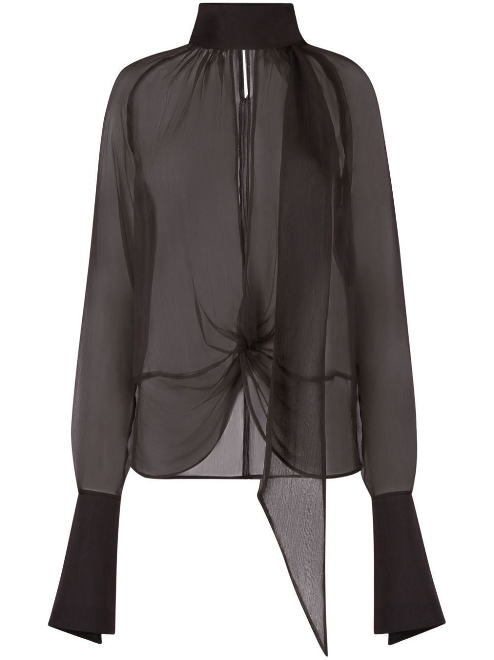 Pussy-bow sheer blouse - Black
