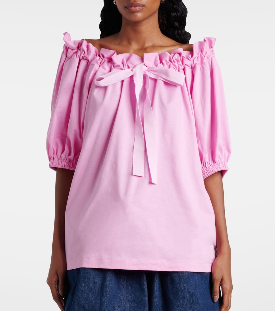 Off-shoulder cotton jersey top