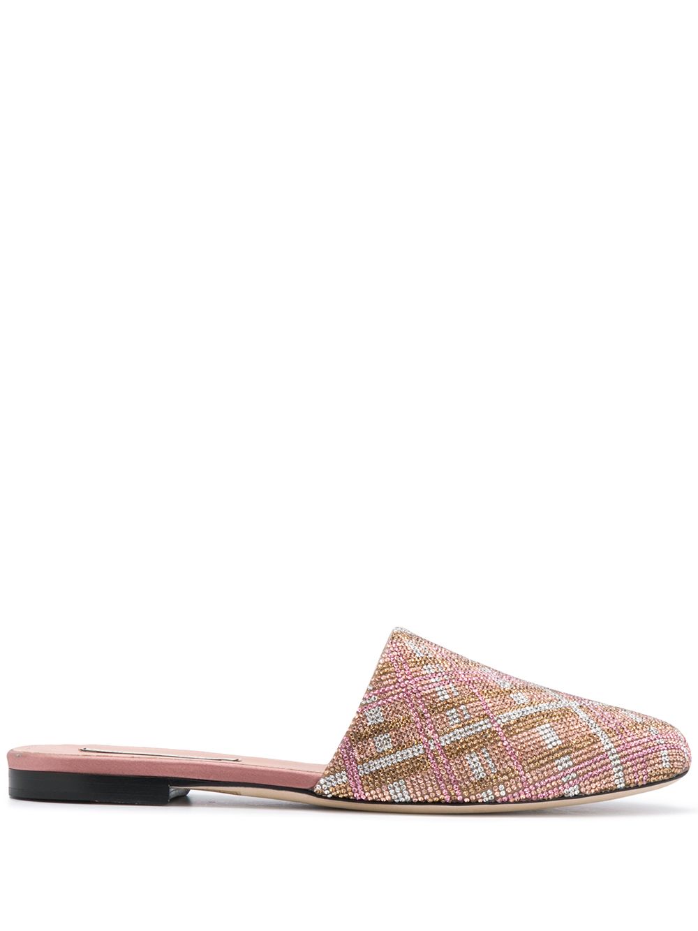 Check-crystal slippers - Pink