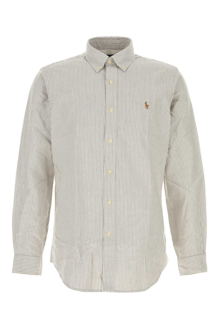 Embroidered Oxford Shirt 6636qnutmegbrownwhite Exterior: Cotton Camicie - Men
