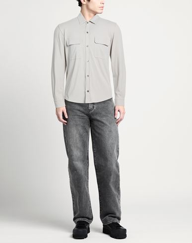 Man Shirt Light grey Size M Cotton, Lyocell