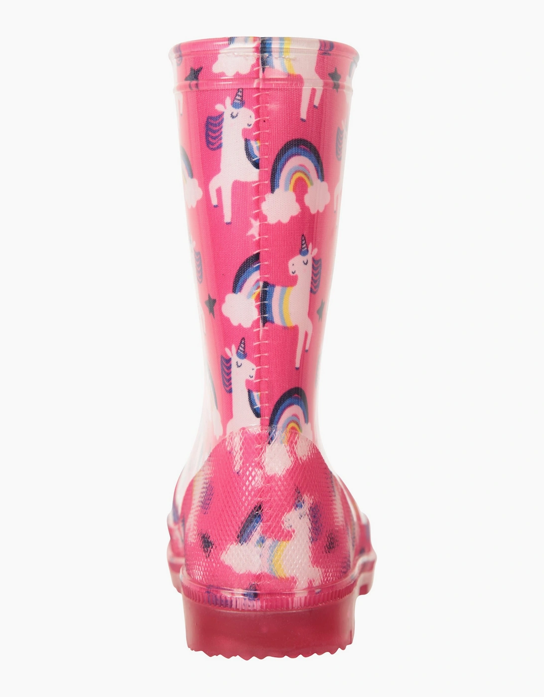 Mountain Warehouse Childrens/Kids Splash Unicorn And Rainbow Light Up Wellington Boots - Pink
