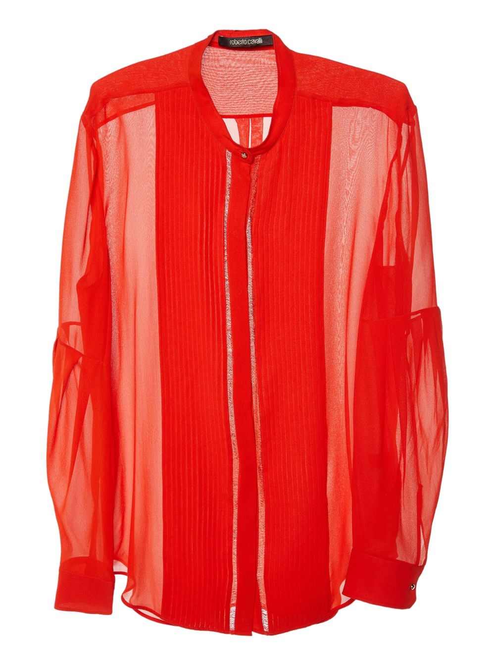 Pintuck-detail sheer shirt - Red