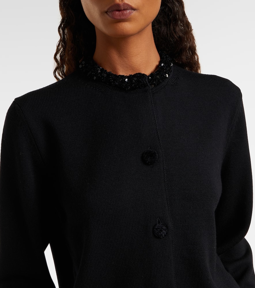 Sequined virgin wool cardigan