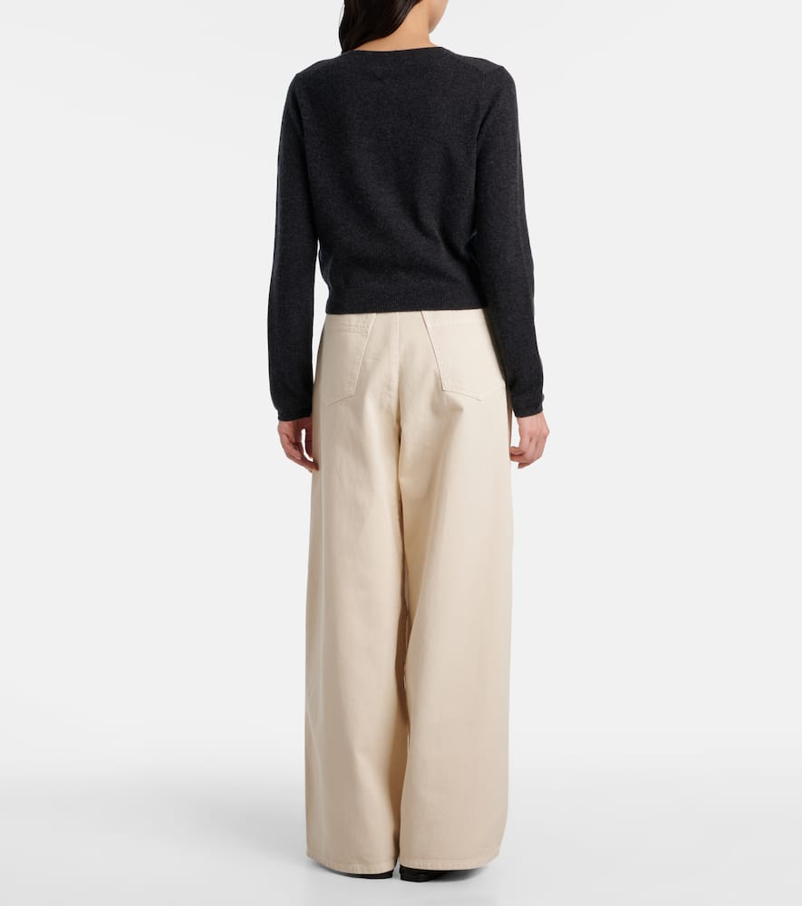 Cropped wool and cashmere cardigan